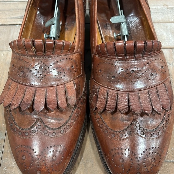 Paul Stuart brown leather fringed loafers main image 14